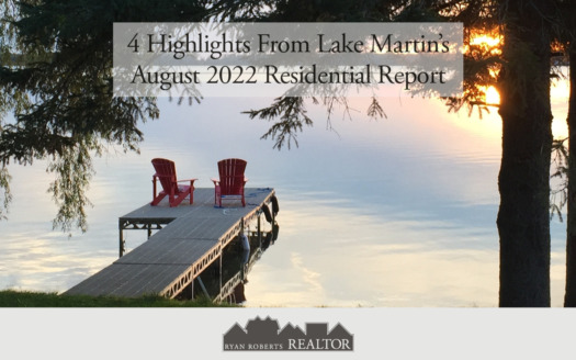 highlights from Lake Martin's August 2022 Residential Report